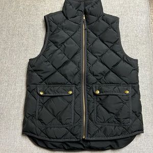 J Crew Vest Quilted Down Filled Black Size Small